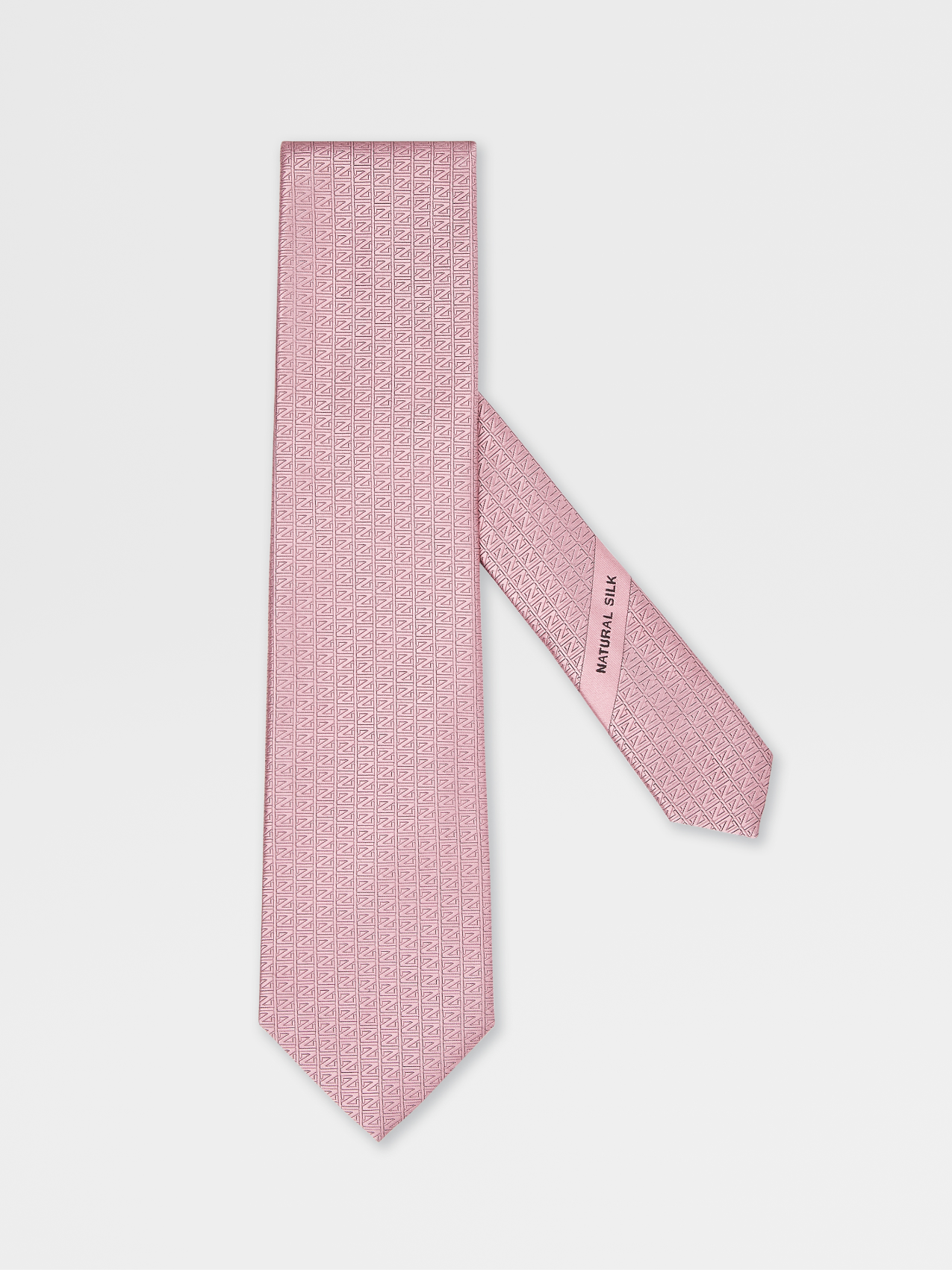 粉色杰尼亚标识天然桑蚕丝领带